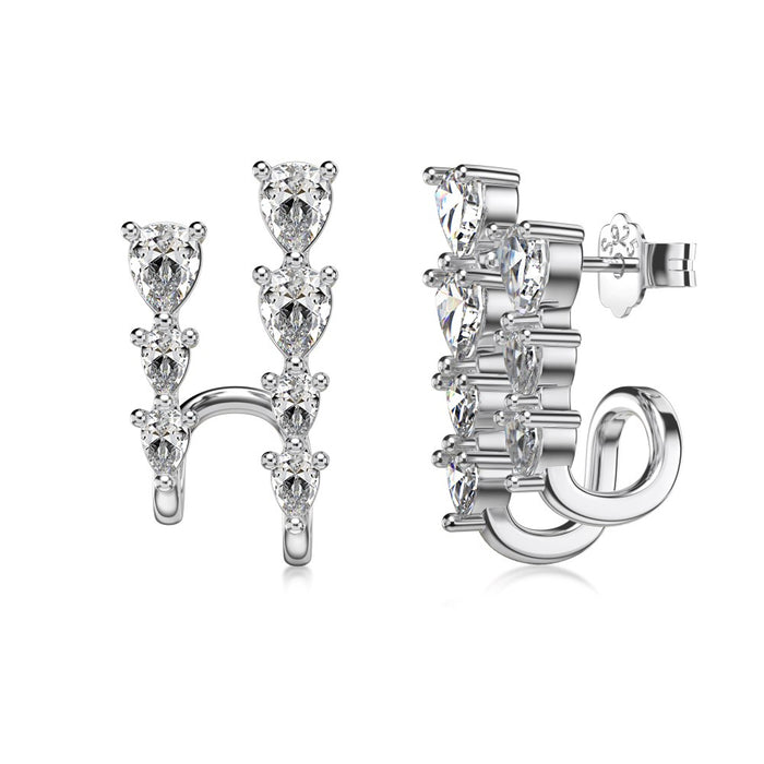 Anyco Earrings 925 Silver Diamond Ear Crawler Stylish Fashion Accessories