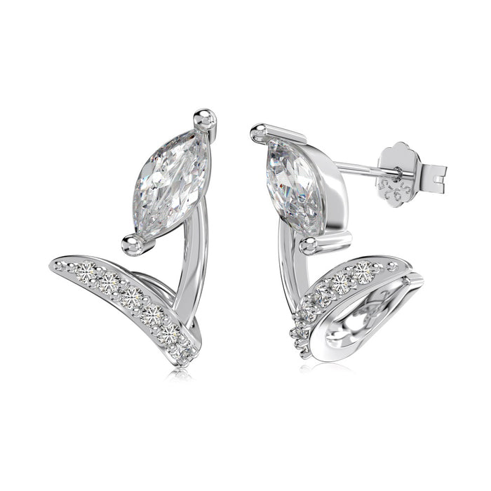 Anyco Earrings 925 Silver Tulips Rhinestone Stud Fashion Acessories for Women