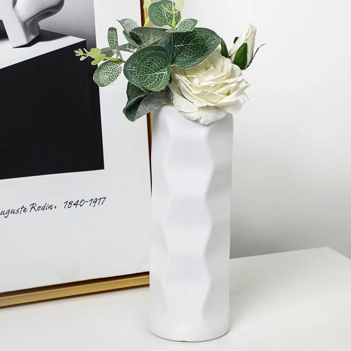 Anyhouz Flower Vase White Small Nordic Plastic Table Centerpiece Decor