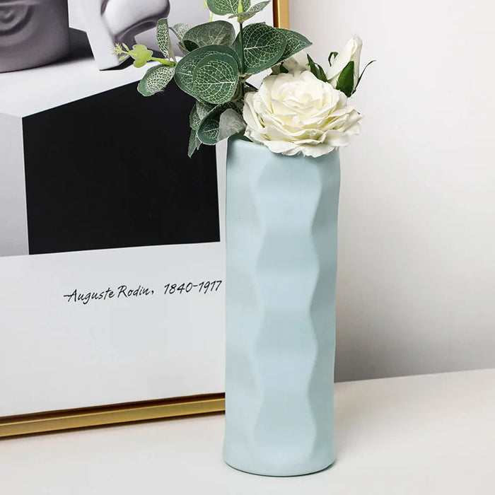 Anyhouz Flower Vase Sky Blue Small Nordic Plastic Table Centerpiece Decor