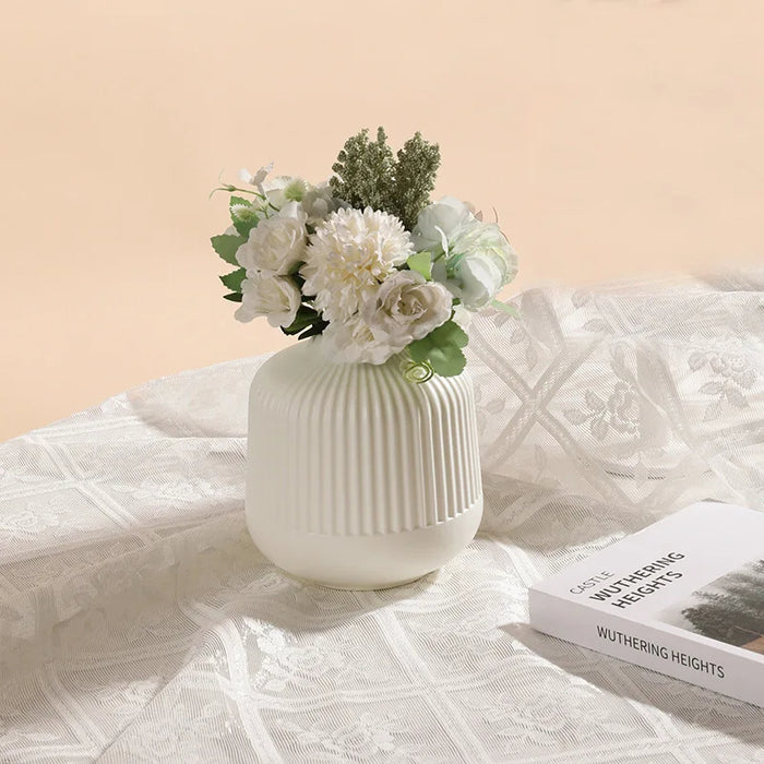 Anyhouz Flower Vase White Small Nordic Plastic Pot Home Decor