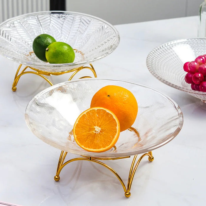 Anyhouz Food Plate With Tray Amber Leaf Veins Glass Nordic Style Fruit Plate