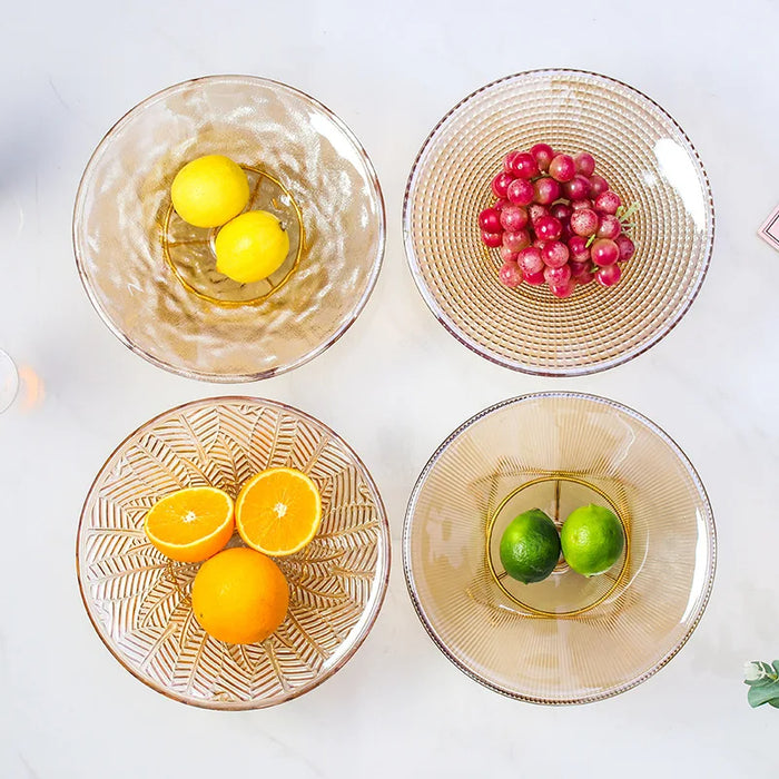 Anyhouz Food Plate With Tray Amber Leaf Veins Glass Nordic Style Fruit Plate