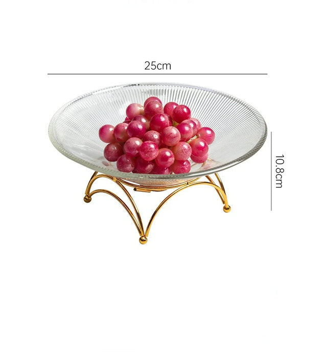 Anyhouz Food Plate With Tray Amber Leaf Veins Glass Nordic Style Fruit Plate