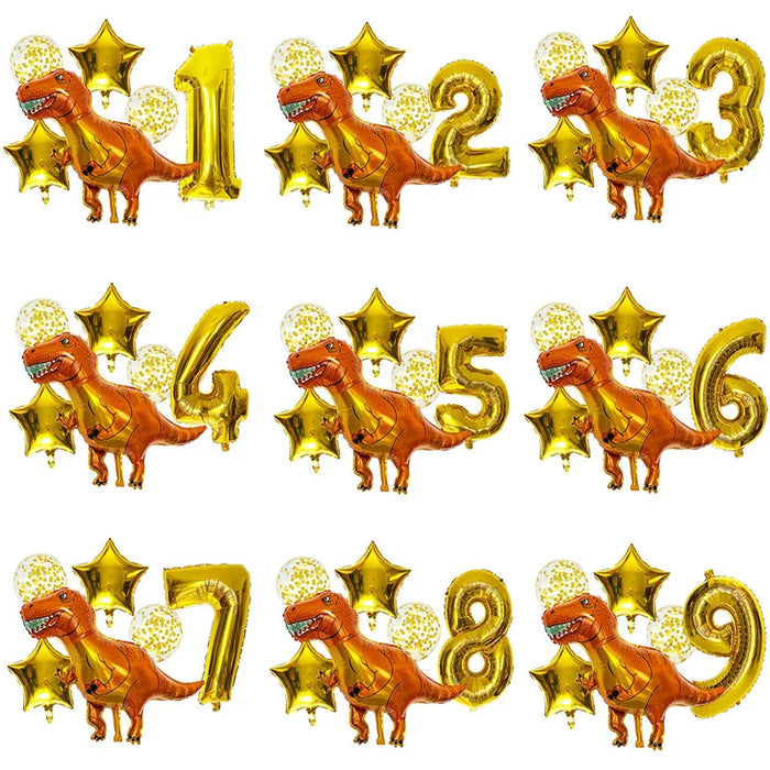 Anyparty Balloons Gold 32inch Number 7 Set Dinosaur Theme Party Decor