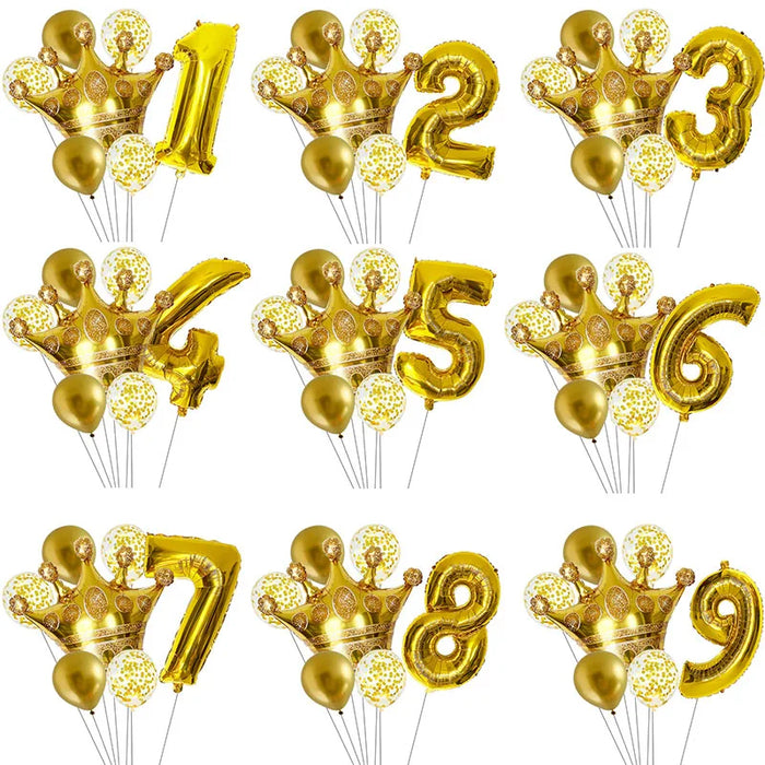 Anyparty Balloons Gold 32inch Number 8 Set Crown Party Decor