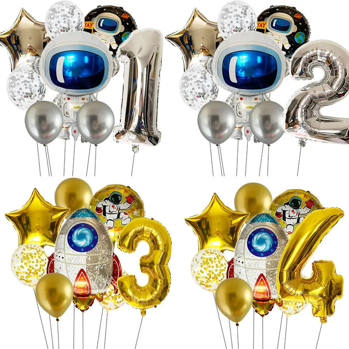 Anyparty Balloons Silver 32inch Number 1 Set Outer Space Astronaut Theme Party Decor