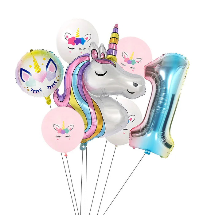 Anyparty Balloons Rainbow 32inch Number 1 Set Unicorn Theme Party Decor