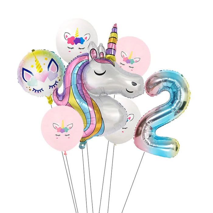 Anyparty Balloons Rainbow 32inch Number 2 Set Unicorn Theme Party Decor