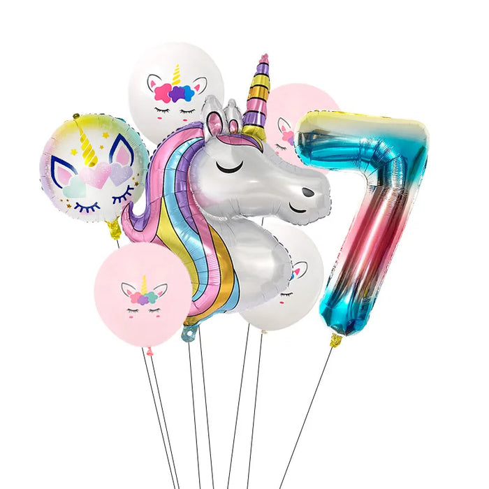 Anyparty Balloons Rainbow 32inch Number 7 Set Unicorn Theme Party Decor