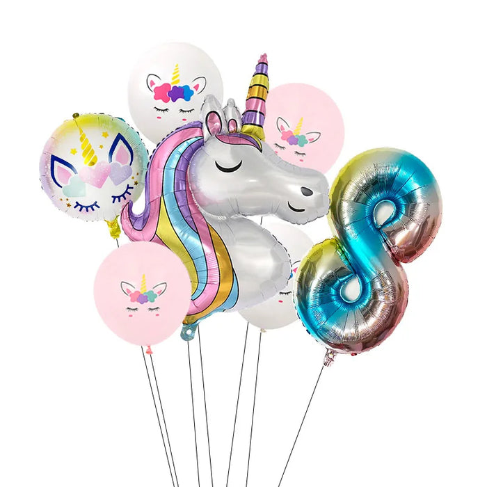 Anyparty Balloons Rainbow 32inch Number 8 Set Unicorn Theme Party Decor