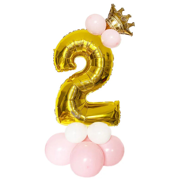 Anyparty Balloons Gold 32inch Number 2 Set With Crown Party Decor