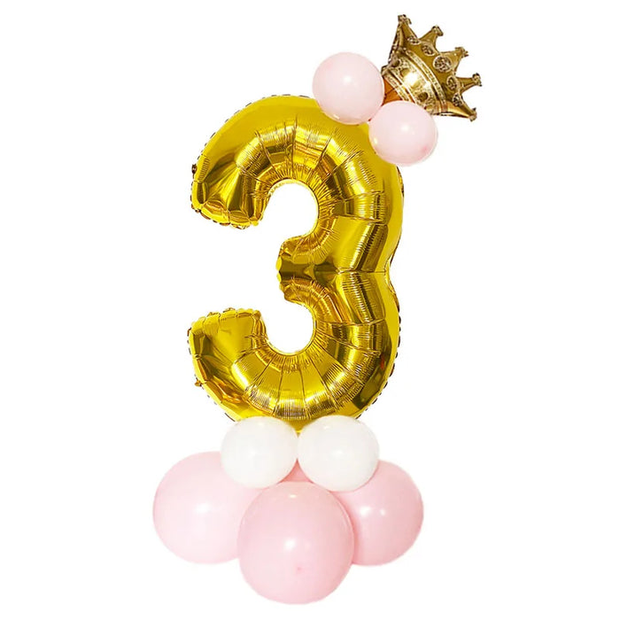 Anyparty Balloons Gold 32inch Number 3 Set With Crown Party Decor