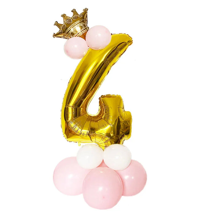 Anyparty Balloons Gold 32inch Number 4 Set With Crown Party Decor