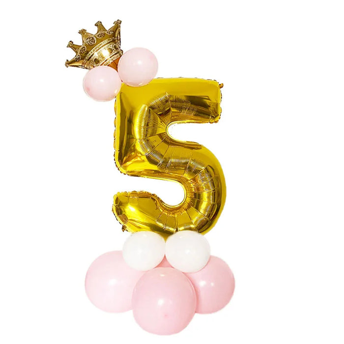 Anyparty Balloons Gold 32inch Number 5 Set With Crown Party Decor