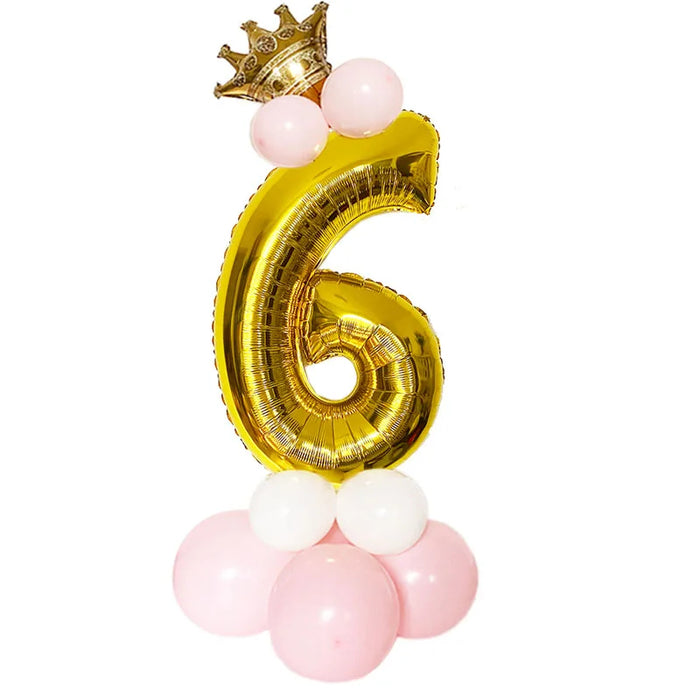 Anyparty Balloons Gold 32inch Number 6 Set With Crown Party Decor