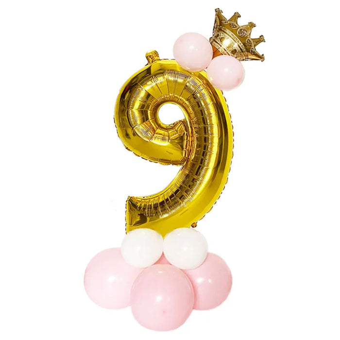 Anyparty Balloons Gold 32inch Number 9 Set With Crown Party Decor