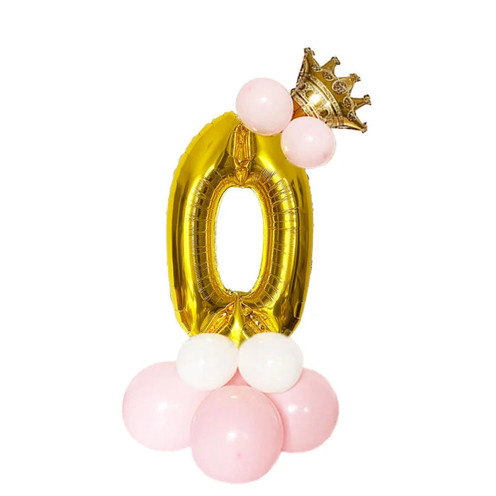 Anyparty Balloons Gold 32inch Number 0 Set With Crown Party Decor