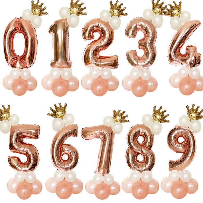 Anyparty Balloons Rose Gold 32inch Number 6 Set With Crown Party Decor