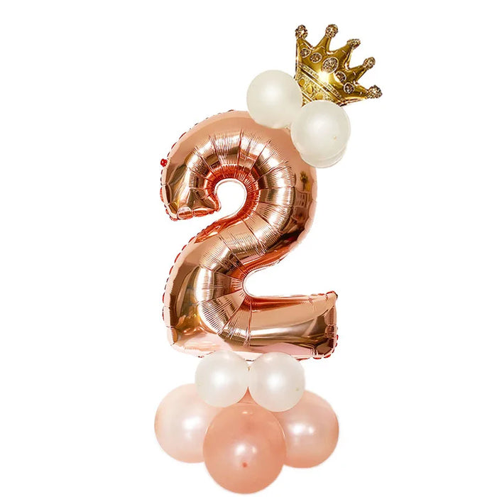 Anyparty Balloons Rose Gold 32inch Number 2 Set With Crown Party Decor