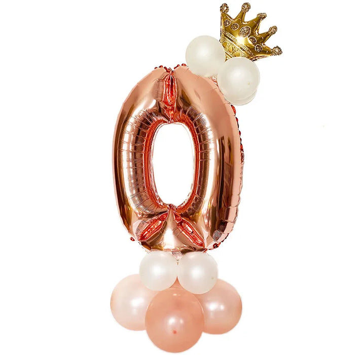 Anyparty Balloons Rose Gold 32inch Number 0 Set With Crown Party Decor