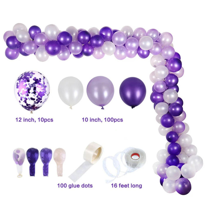 Anyparty Balloons Purple White 110Pcs Garland Arch Party Decor