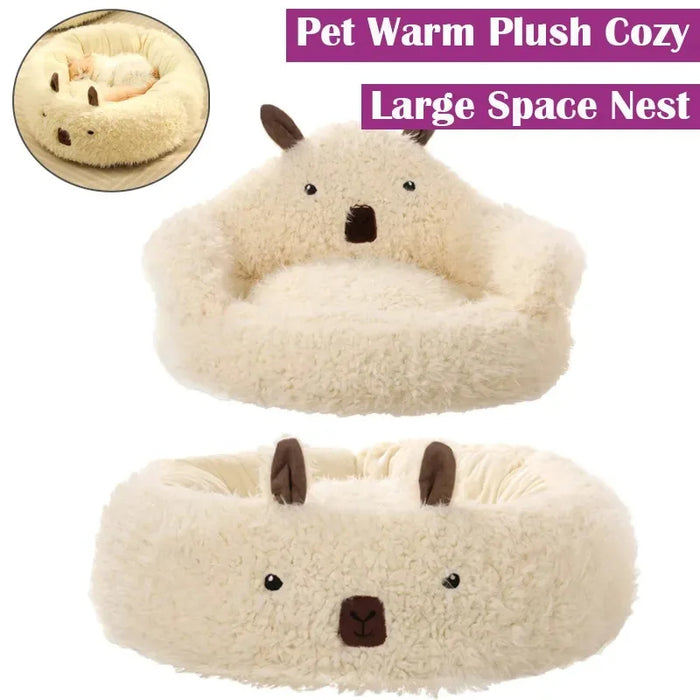 Anywags Pet Bed Beige Alpaca Styled Plush Cushion Mattress Couch Accessories