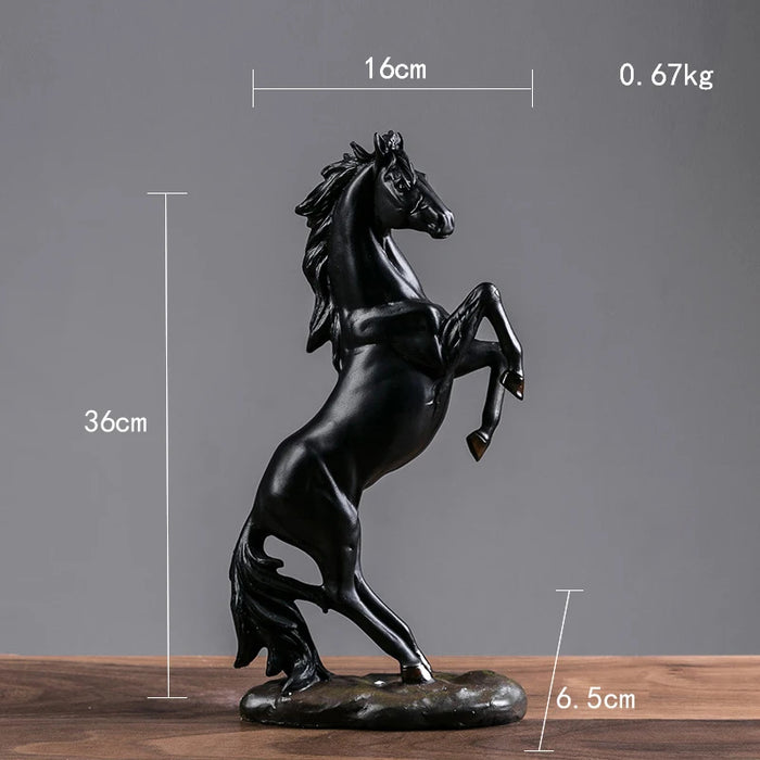 Anyhouz Home Figurines Black Horse Statue Christmas Decor