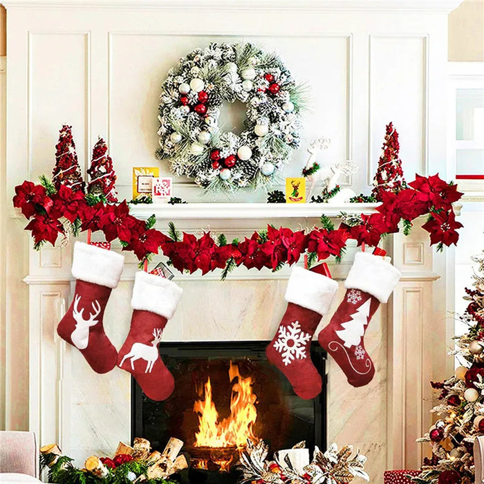 Anyhouz Christmas Stockings Hanging Socks Gift Candy Bag Decorations