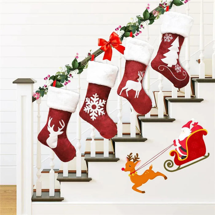 Anyhouz Christmas Stockings Hanging Socks Gift Candy Bag Decorations