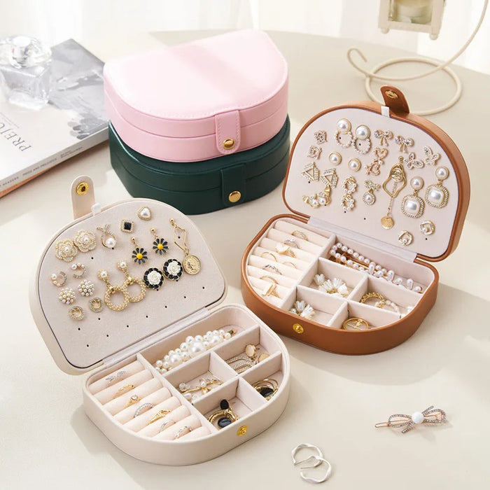 Anyhouz Jewelry Box Portable Semicircular Shell Shaped Organizer with Antioxidant Protection