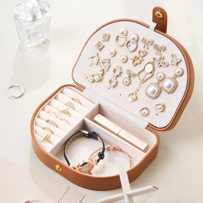 Anyhouz Jewelry Box Portable Semicircular Shell Shaped Organizer with Antioxidant Protection