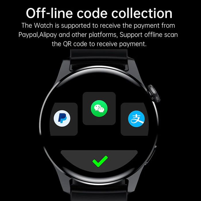 Anyco Smartwatch Black Metal Chain Link Band With 1Pc Free Silica Gel Strap GPS Tracker Waterproof Fitness Wristwatch