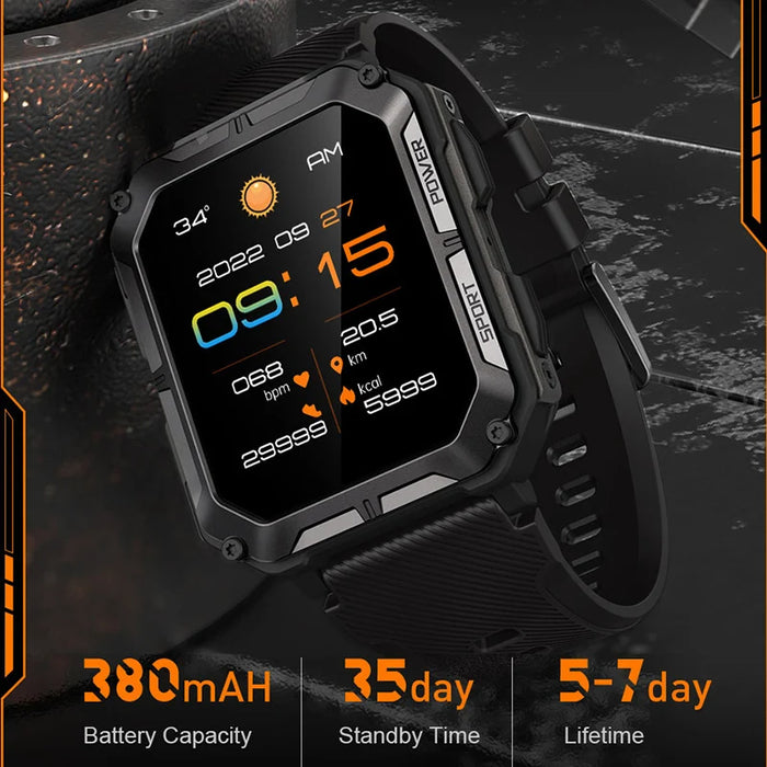 Anyco Smartwatch Black Silica Gel Band Waterproof Bluetooth Call Fitness Tracker For Men