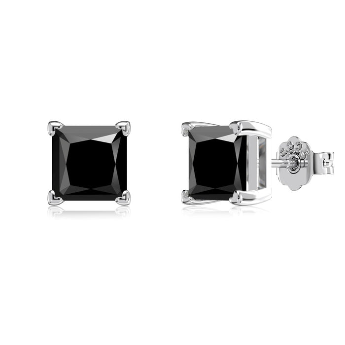 Anyco Earrings 925 Silver Black Diamond Stud Trendy Fashion Accessories