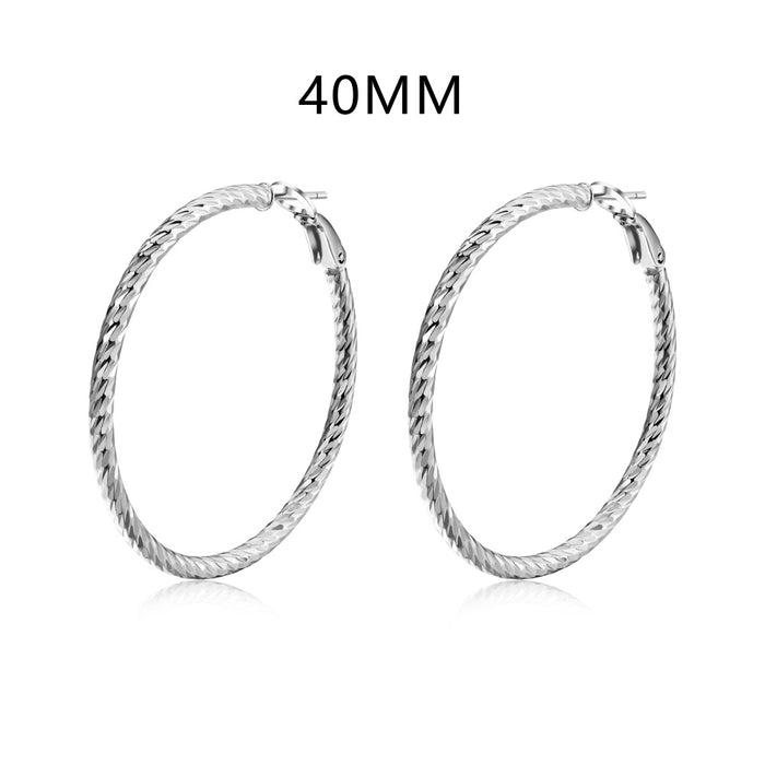 Anyco Earrings 925 Silver Twisted Hoop Zirconia Stylish Accessories For Women