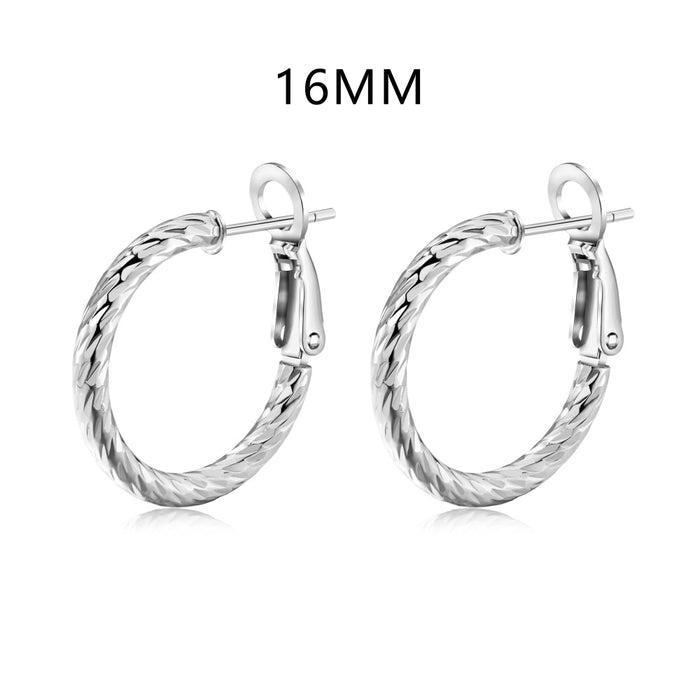 Anyco Earrings 925 Silver Twisted Hoop Zirconia Stylish Accessories For Women