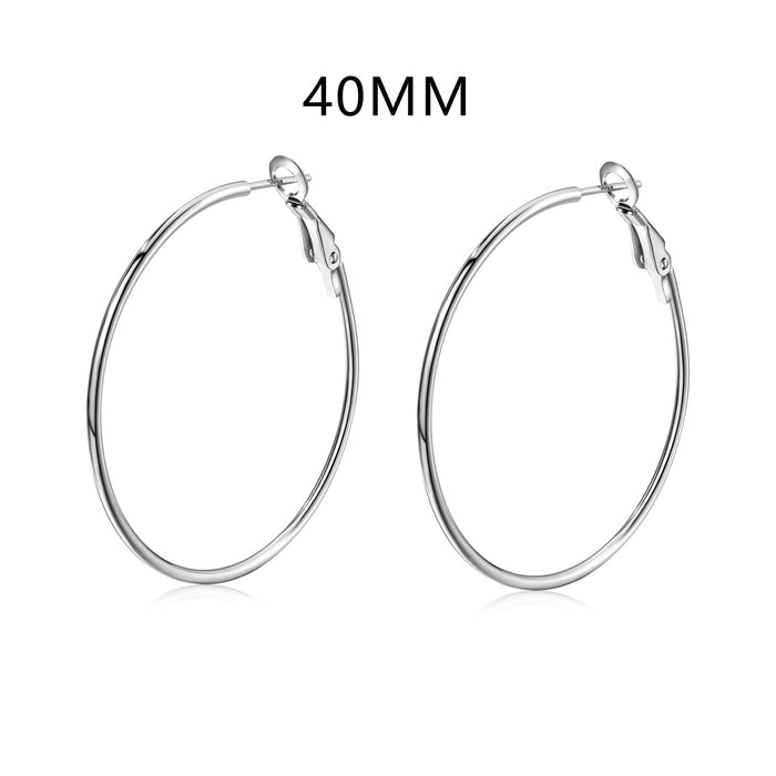 Anyco Earrings 925 Silver Plain Hoop Zirconia Stylish Accessories For Women