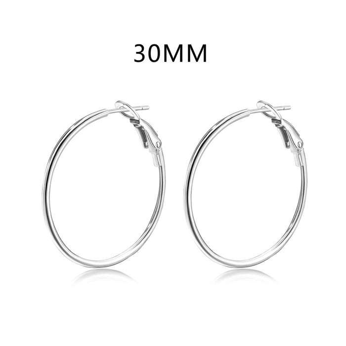 Anyco Earrings 925 Silver Plain Hoop Zirconia Stylish Accessories For Women