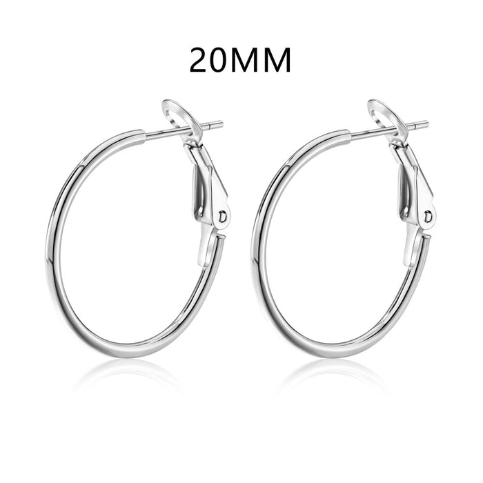 Anyco Earrings 925 Silver Plain Hoop Zirconia Stylish Accessories For Women