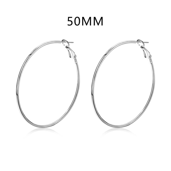 Anyco Earrings 925 Silver Plain Hoop Zirconia Stylish Accessories For Women