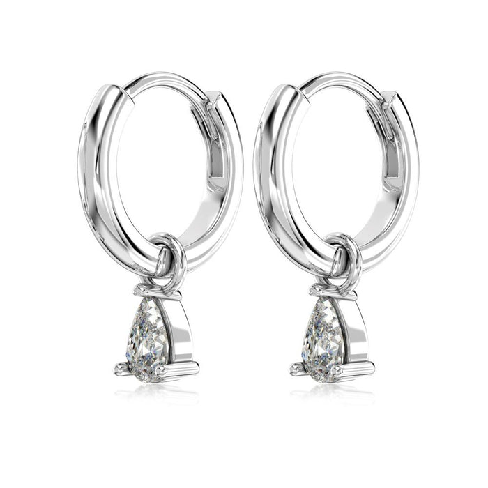 Anyco Earrings 925 Silver Classic Pear Hoop Style Zirconia Fashion Accessories For Women