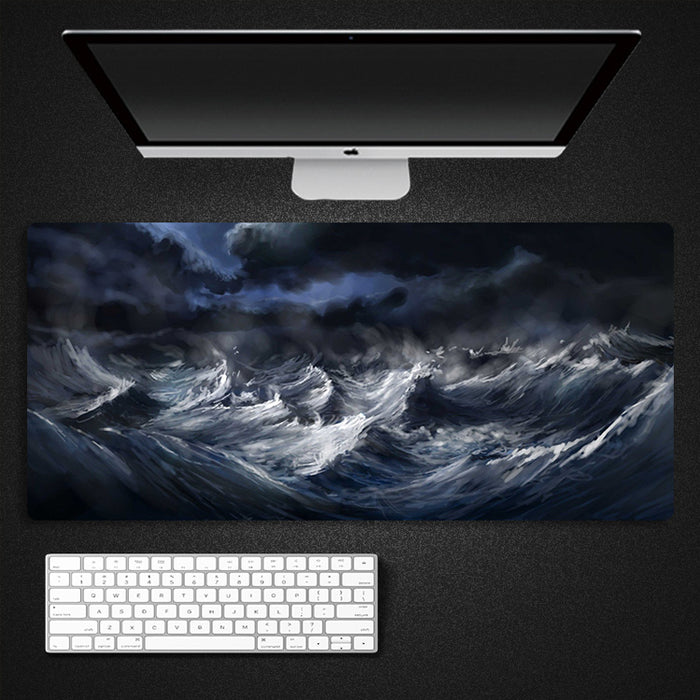 Anymob Mouse Pad Black 400X800X2MM Abstract Computer Keyboard Pad Non-Slip Rubber Mat