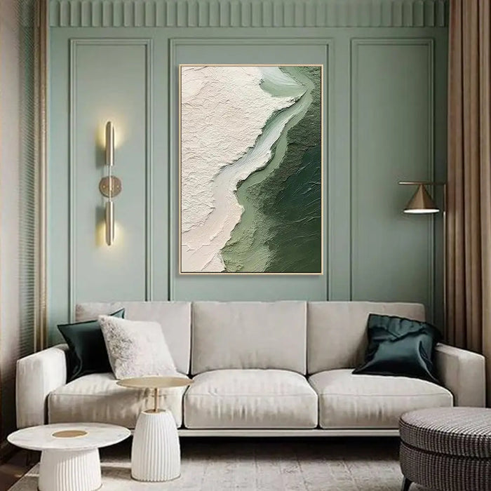 Anyhouz Canvas Art Hand Painted Green Ocean Wave 3D Wall Painting Fashion Decor