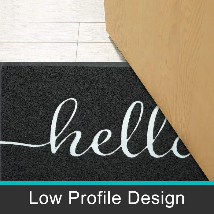 Anyhouz Doormat Black Hello Lettered PVC Non Slip Dirt Trap Absorbent Mat