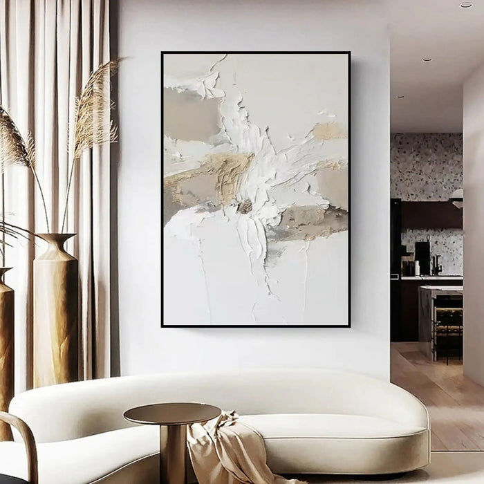 Anyhouz Canvas Art Hand Painted Beige And White Abstract Sandscape Unique Wall Decor Ideas For Home