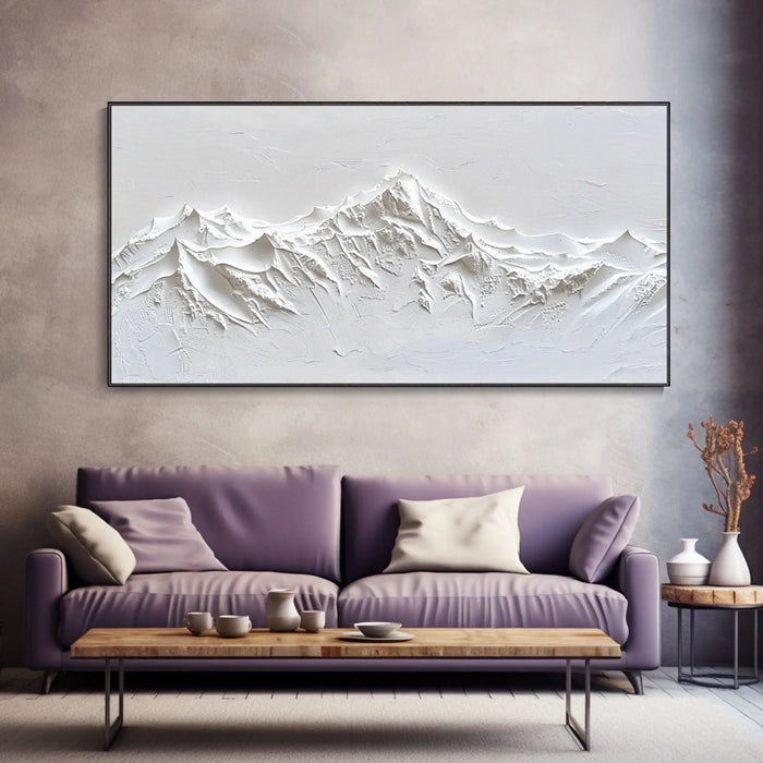 Anyhouz Canvas Art Hand Painted White Mountain 3D Modern Wall Decor For Home