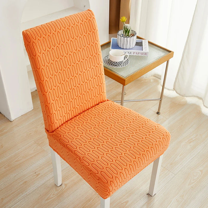 Anyhouz Chair Cover Orange Wavey Lines Design with Elastic Material for Dining Room Kitchen Wedding Hotel Banquet Restaurant