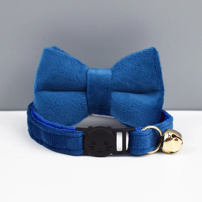 AnyWags Cat Collar Blue Large Bow with Safety Buckle, Bell, and Durable Strap Stylish and Comfortable Pet Accessory