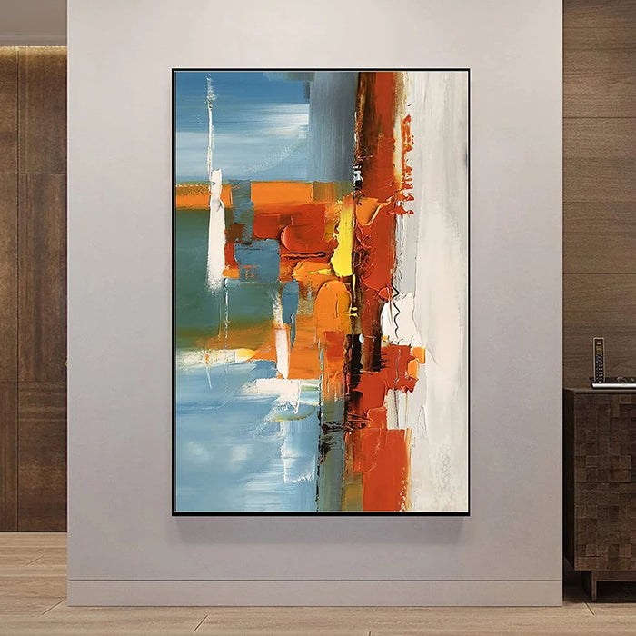 Anyhouz Canvas Art Hand Painted Orange Crush Contemporary Wall Artwork For Living Room